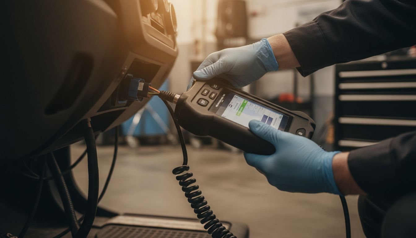 Technician using OBD-II scanner