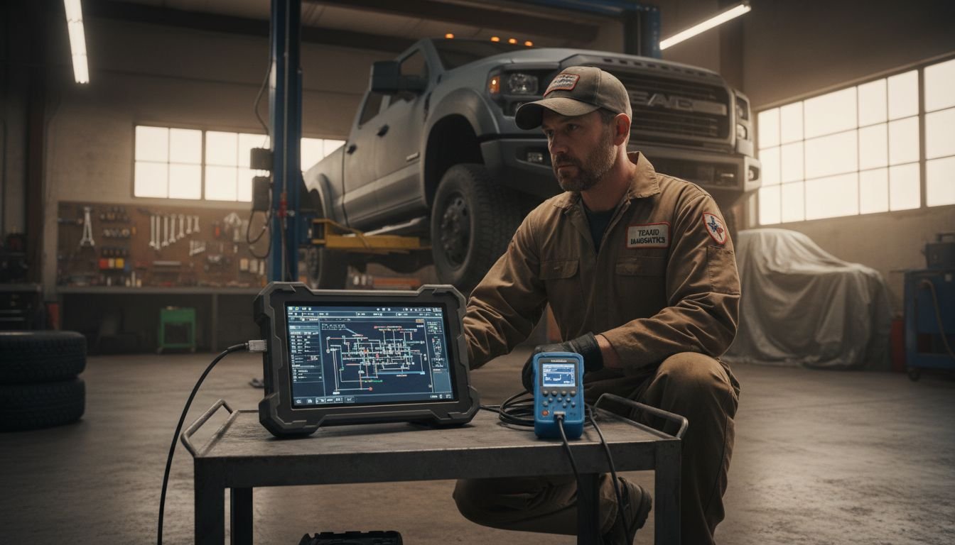 Technician using advanced diagnostics