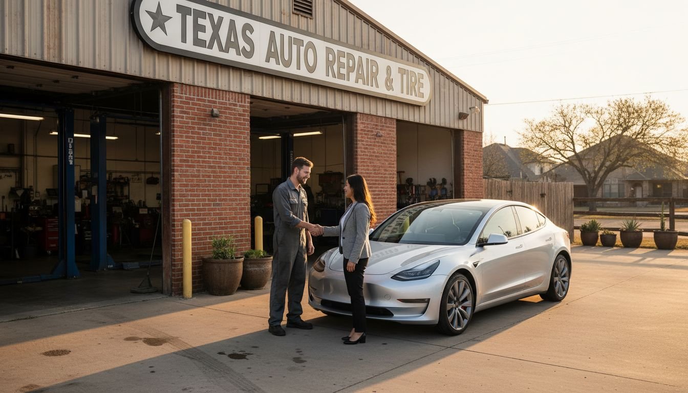 Technician greets customer outside
