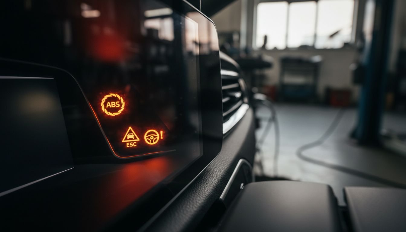 Dashboard warning lights on