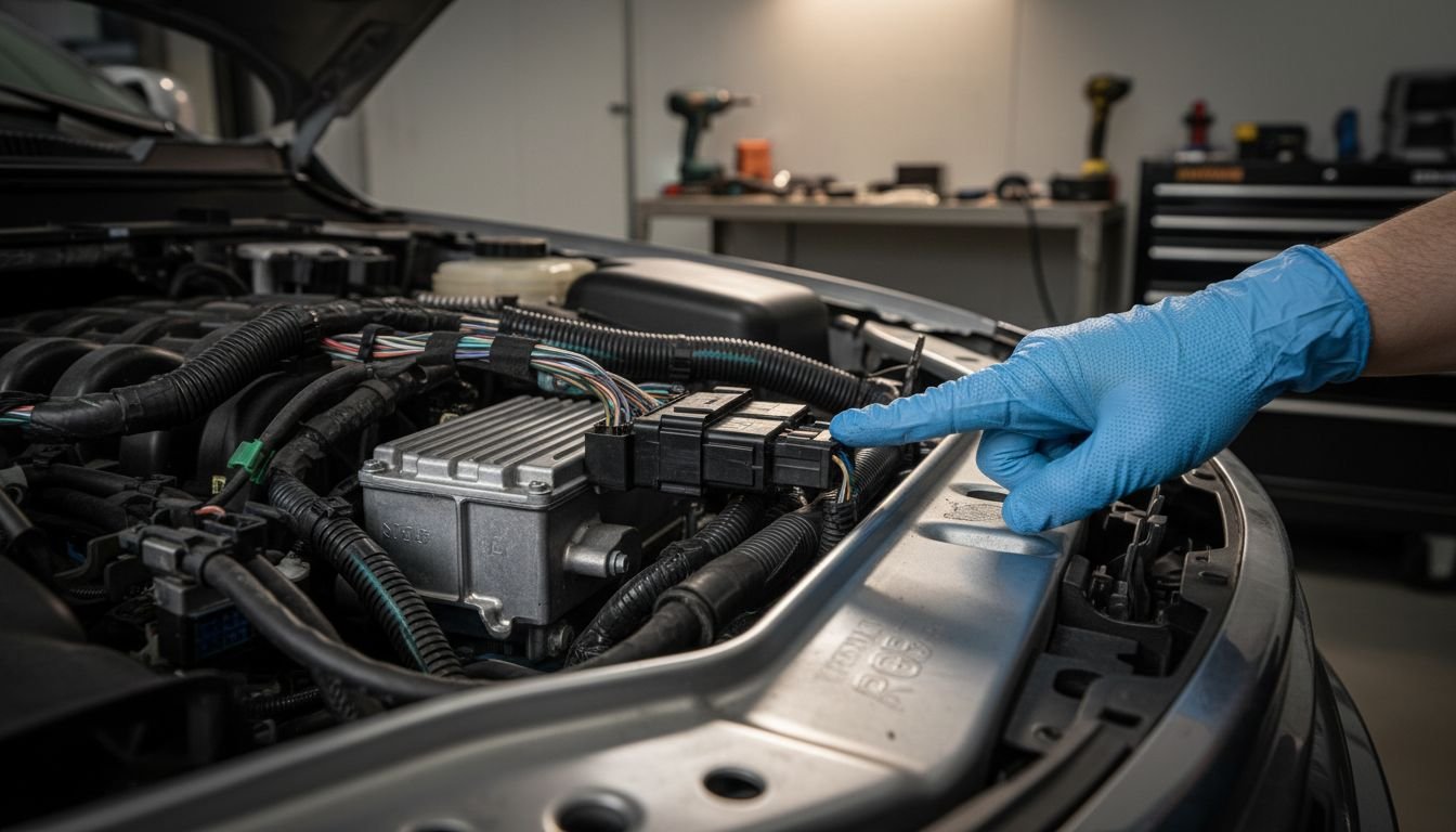 Technician points at F150 PCM