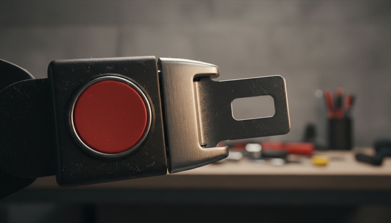 Close-up car seat buckle