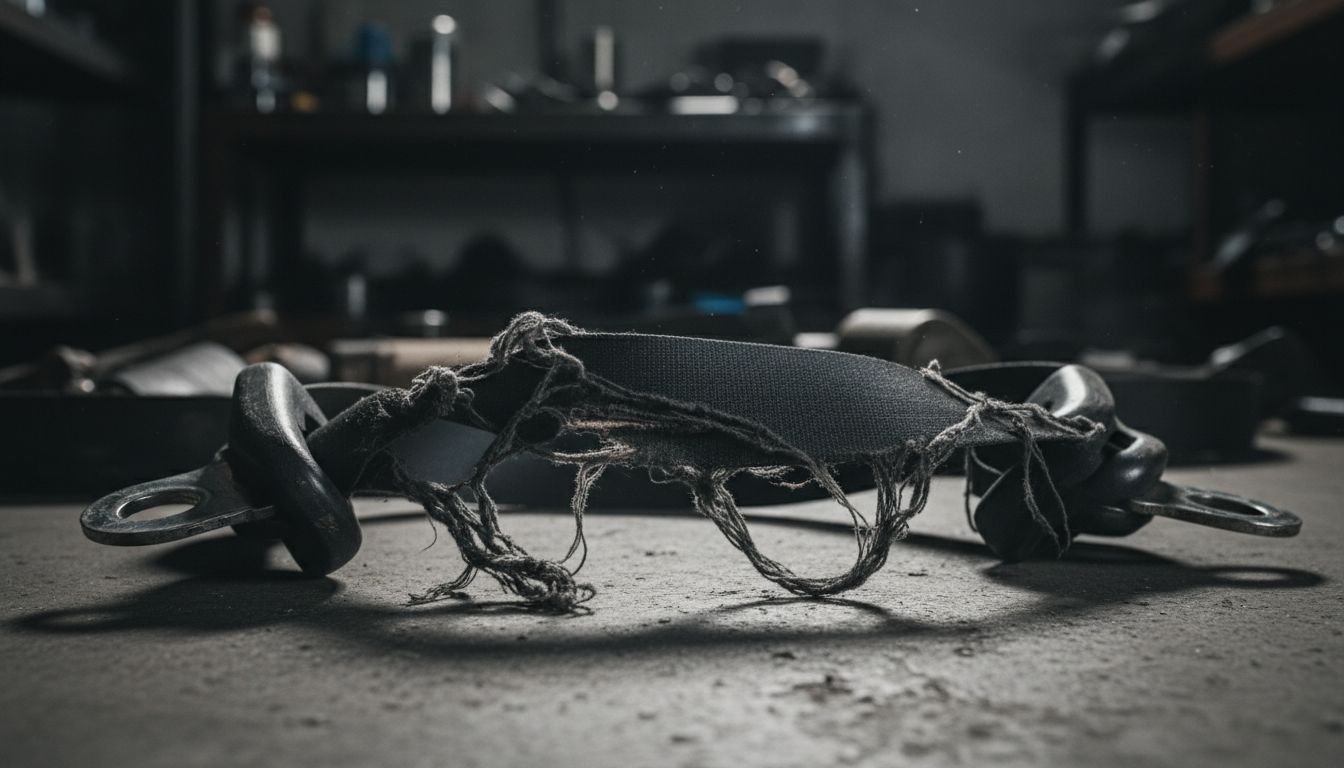 Chewed and frayed seatbelt