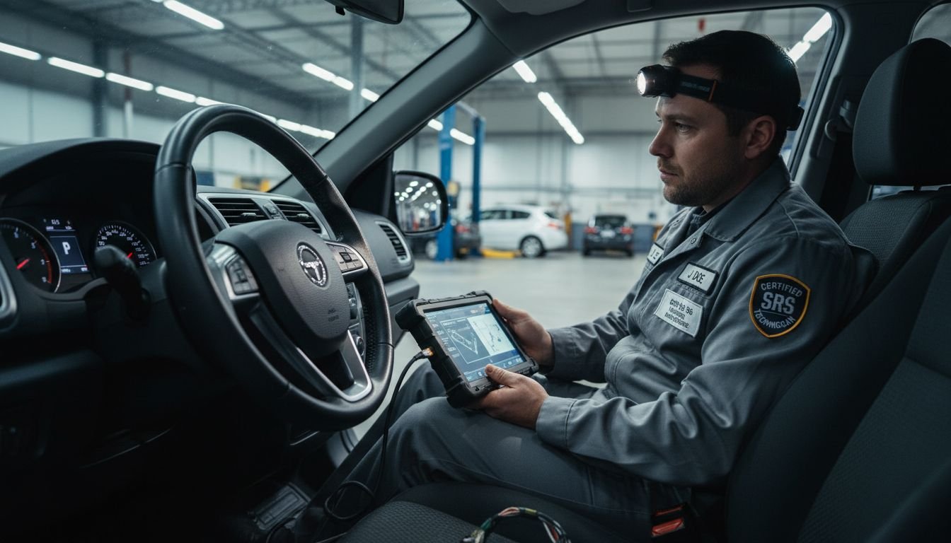 Technician runs airbag diagnostic