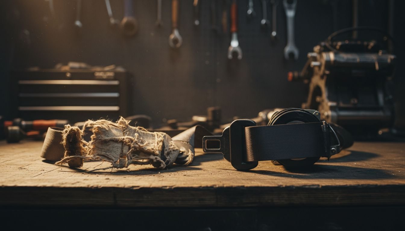 Chewed vs. New Seatbelt