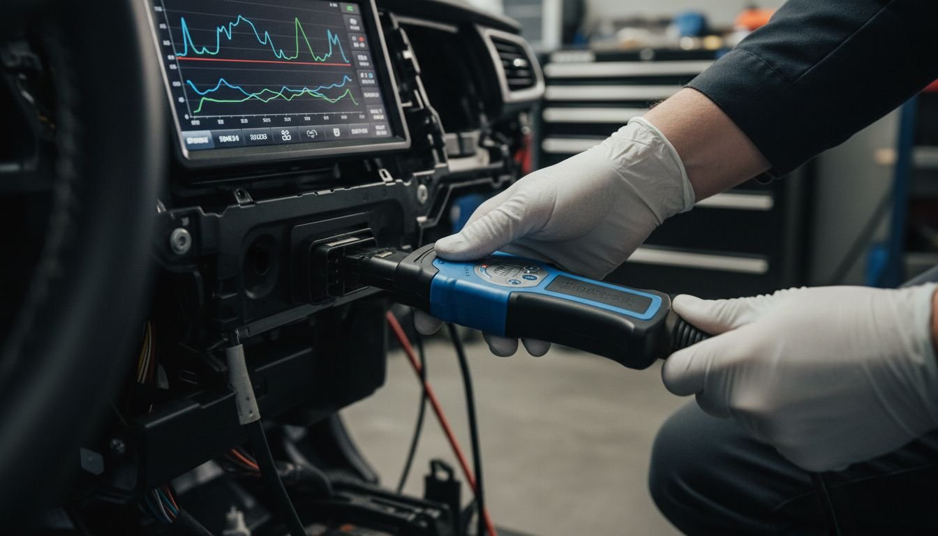 Technician using diagnostic tool