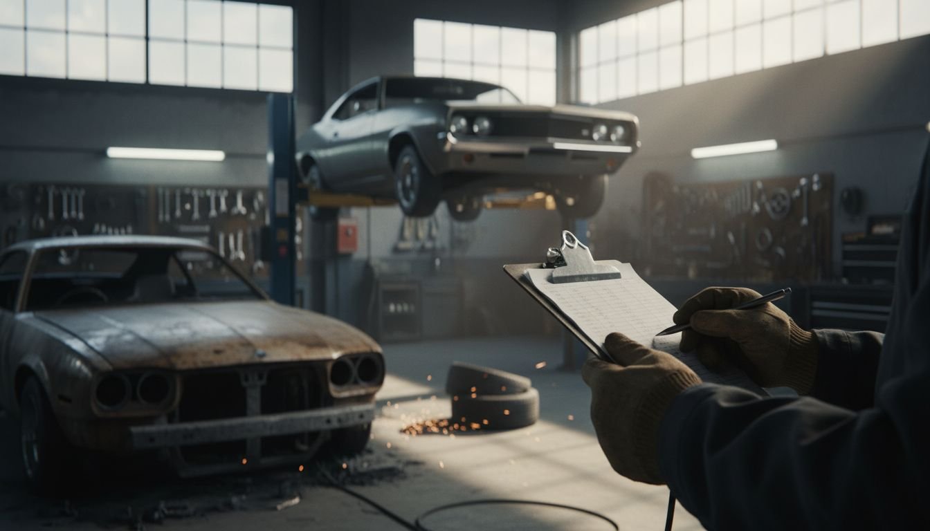 Technician inspecting vehicle