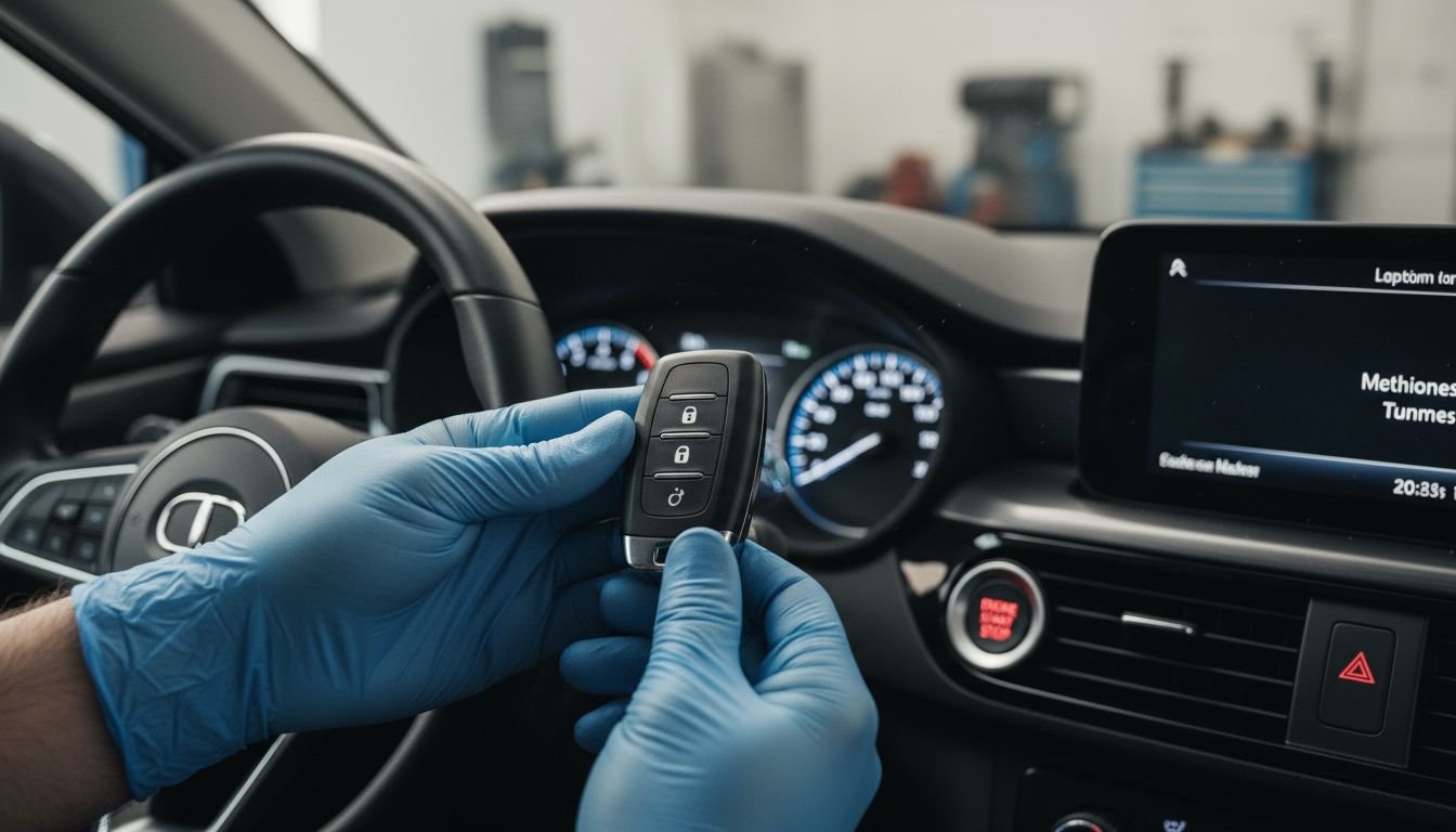 Technician with car key