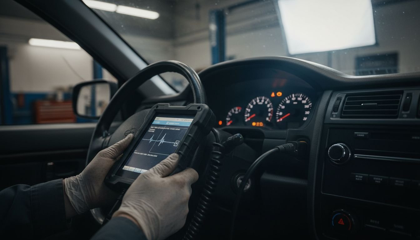 Technician using scan tool