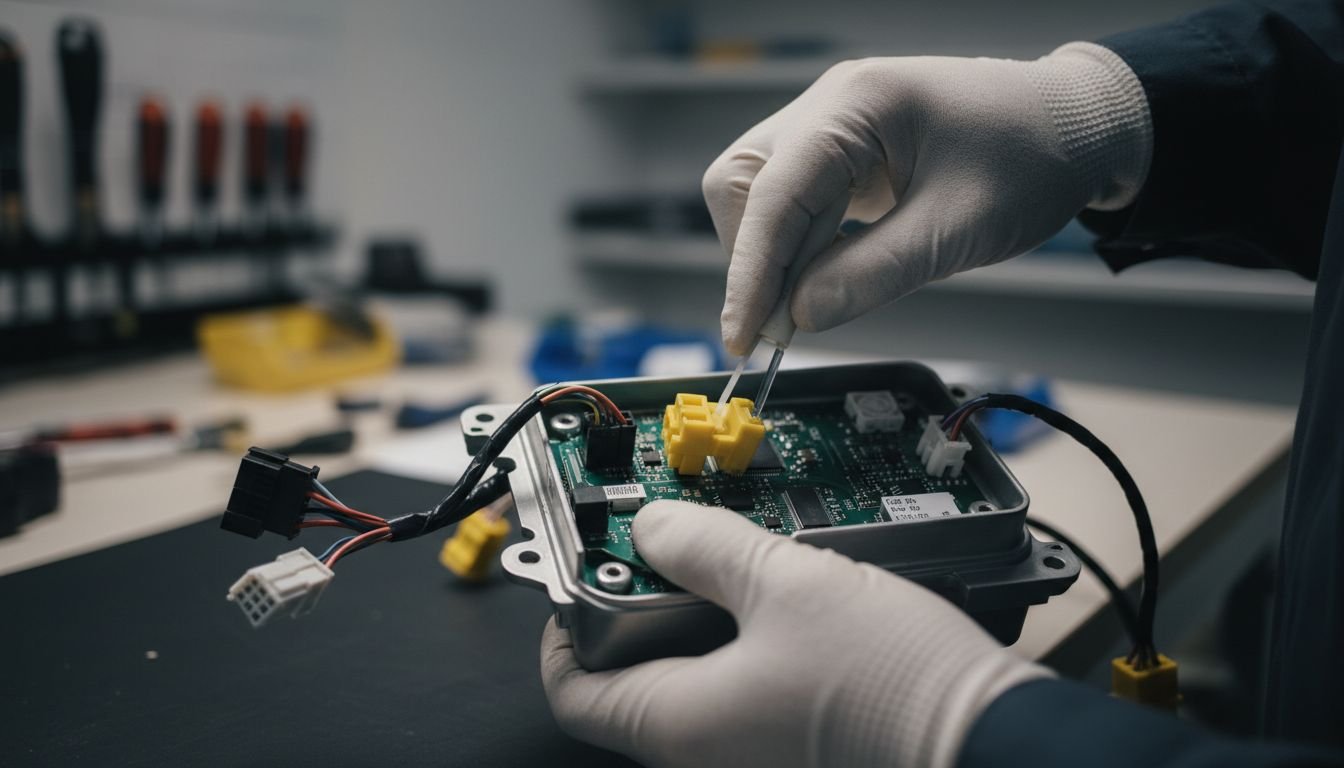 Technician Handling Airbag Module
