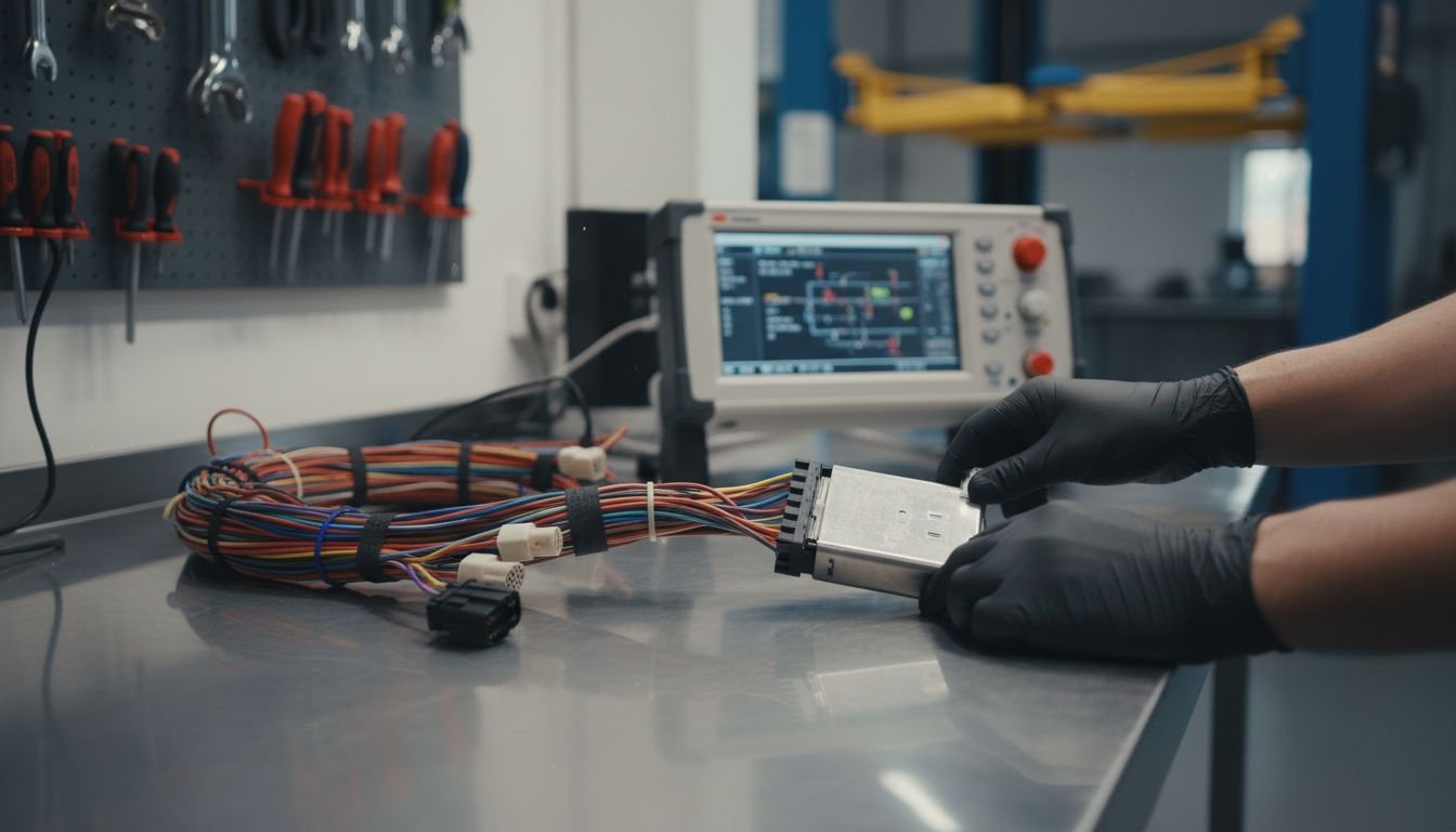 Technician tests airbag module
