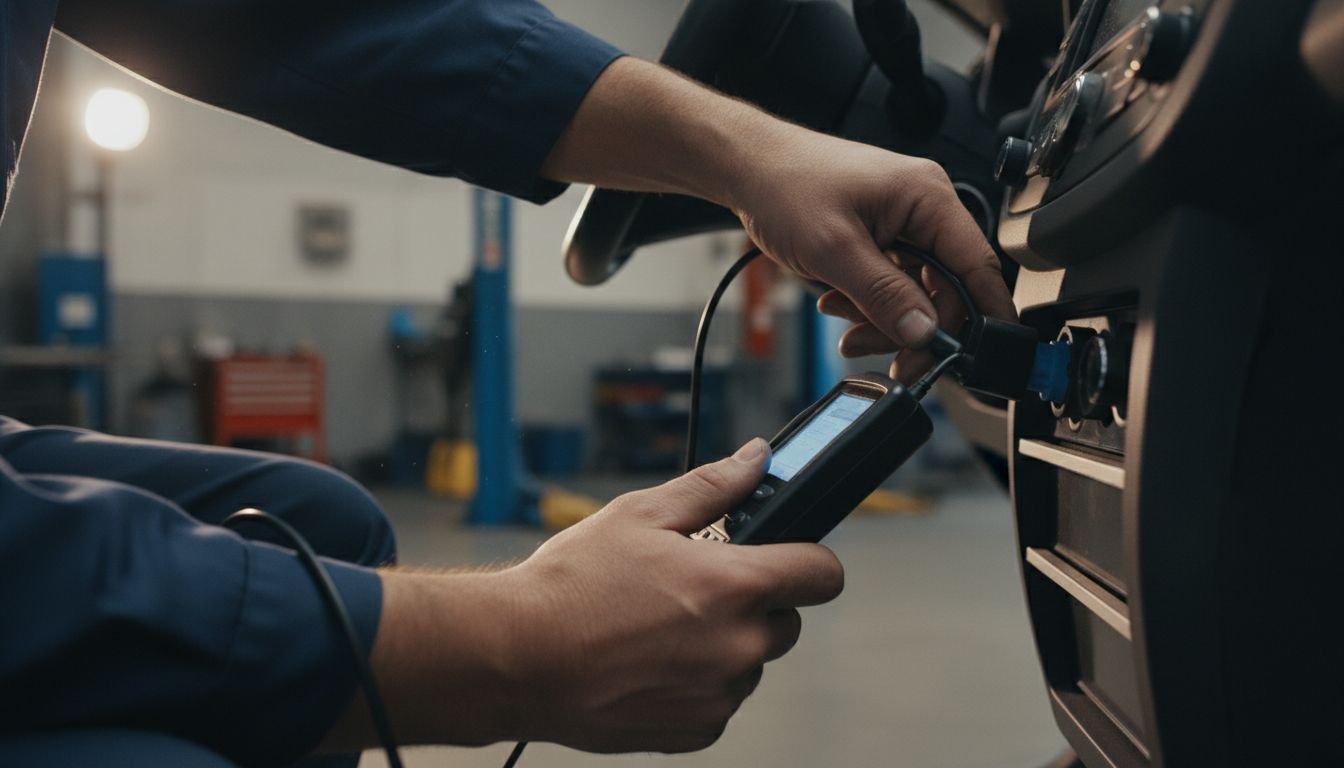 Technician using OBD-II scanner
