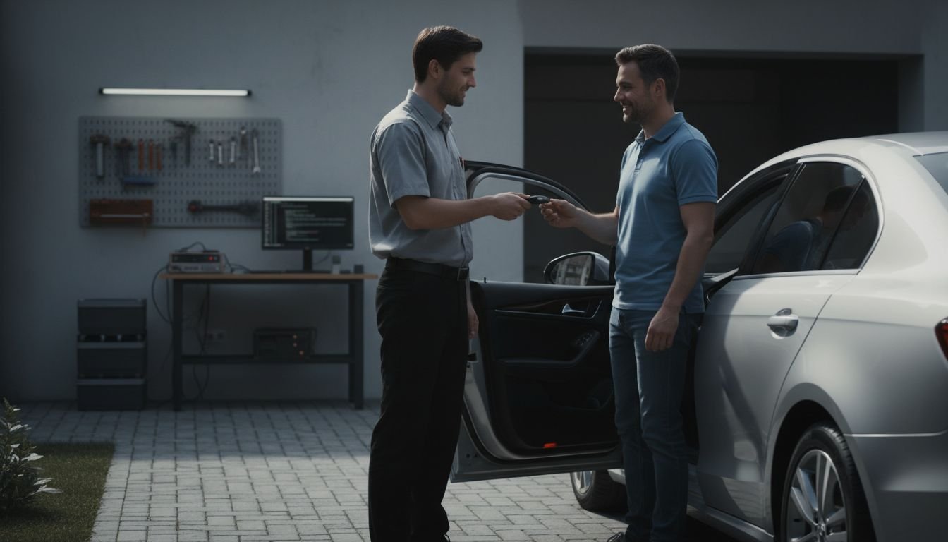 Technician hands smart key