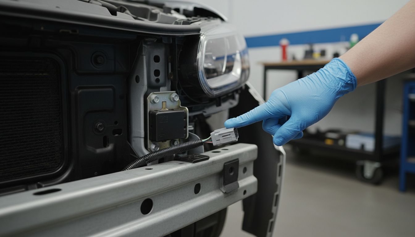 Technician points at sensor