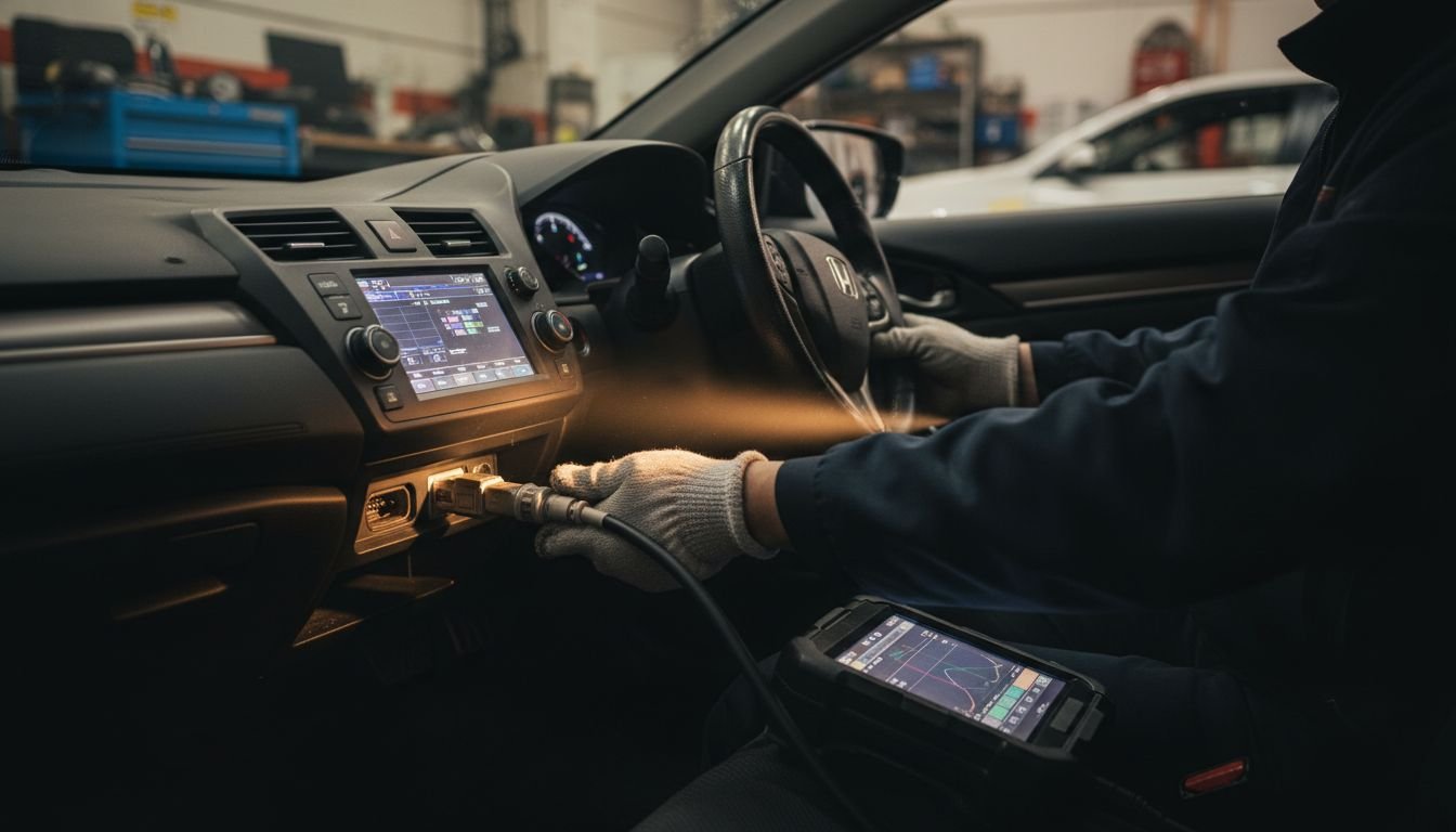Technician using scan tool