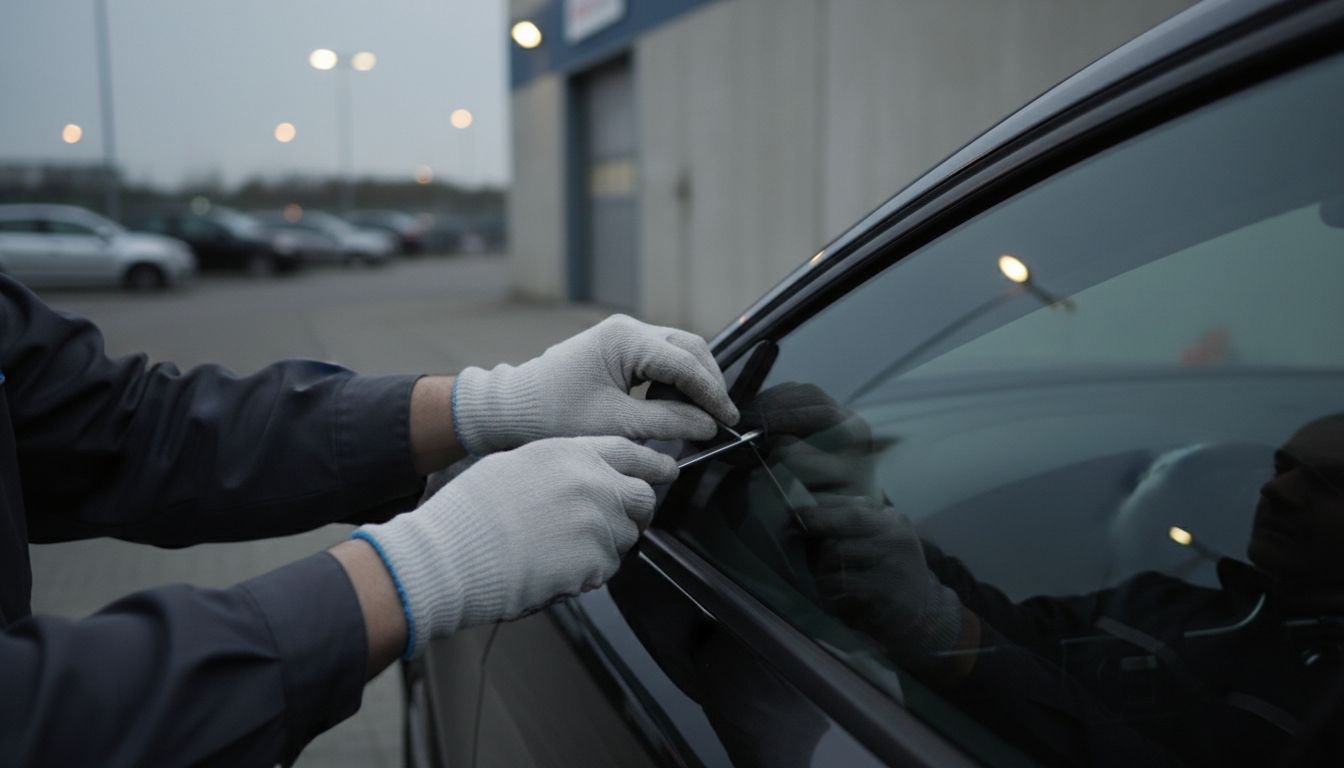 Technician unlocking car door