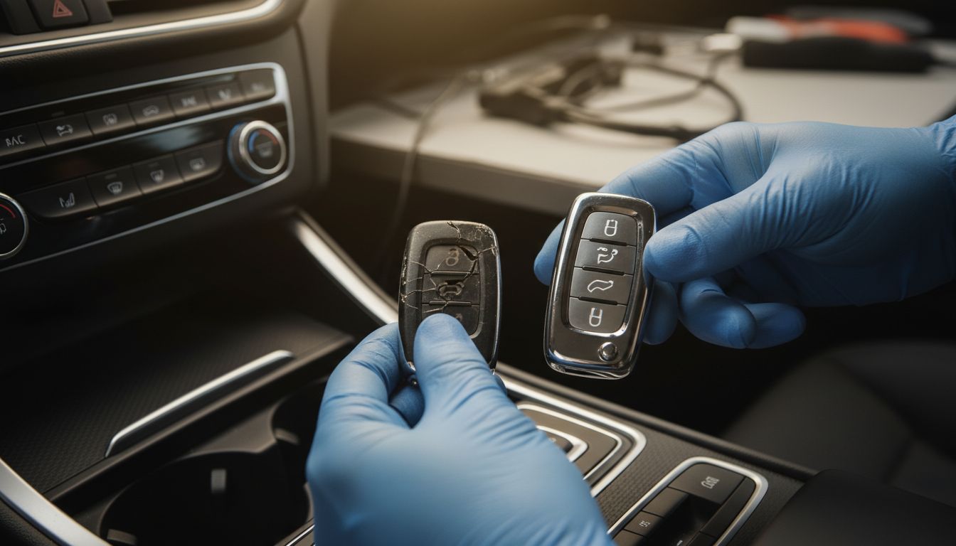 Technician replacing key fob