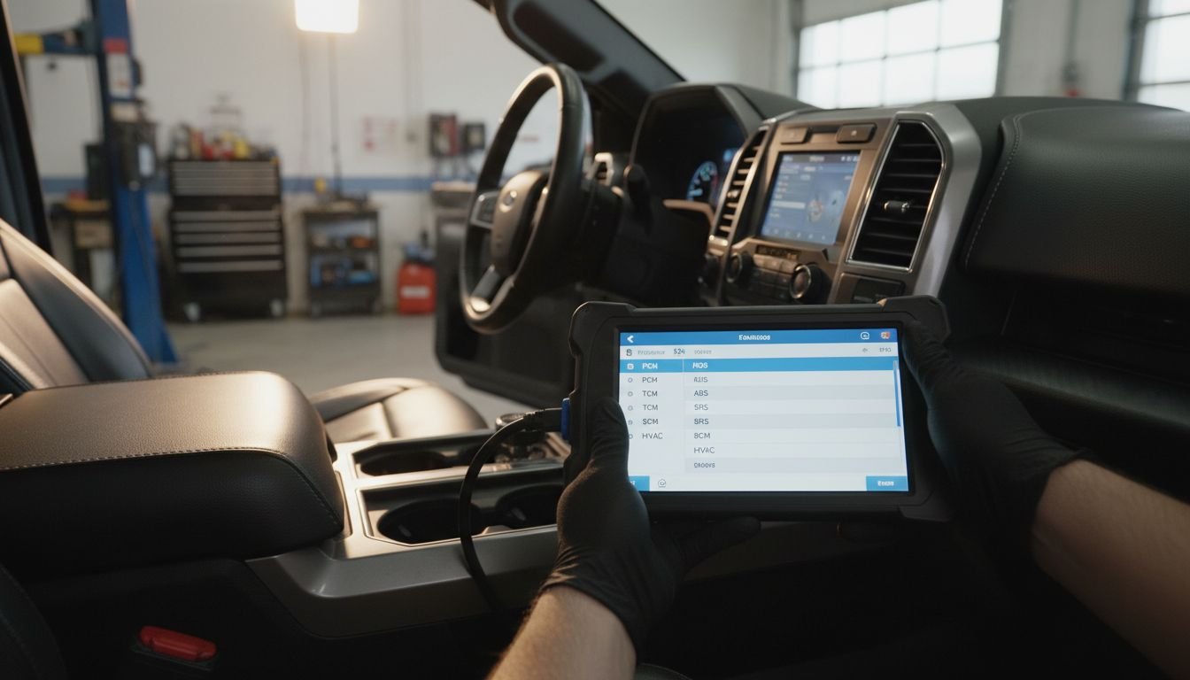Technician scanning Ford F-150