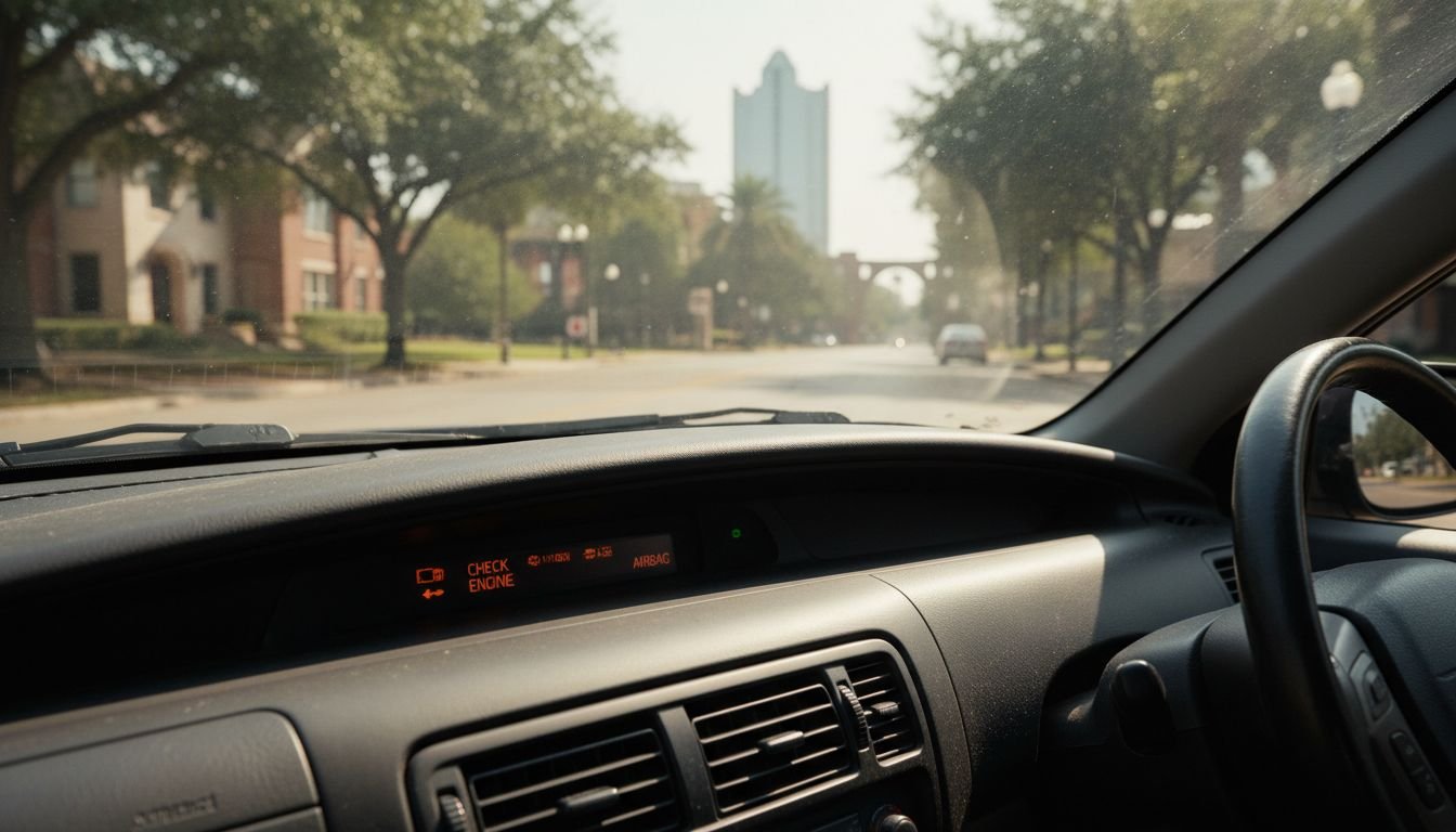 Dashboard warning lights on