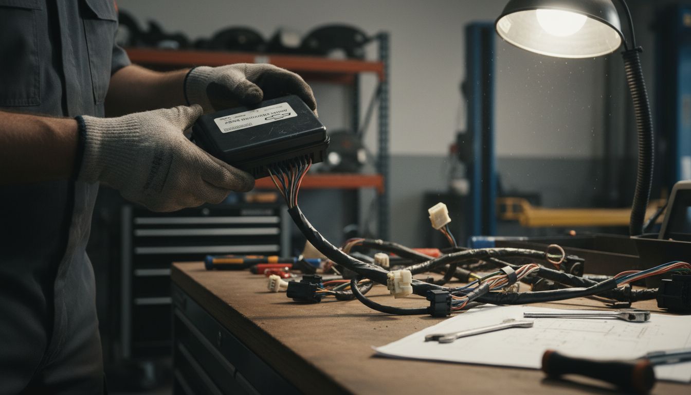 Technician inspects airbag module