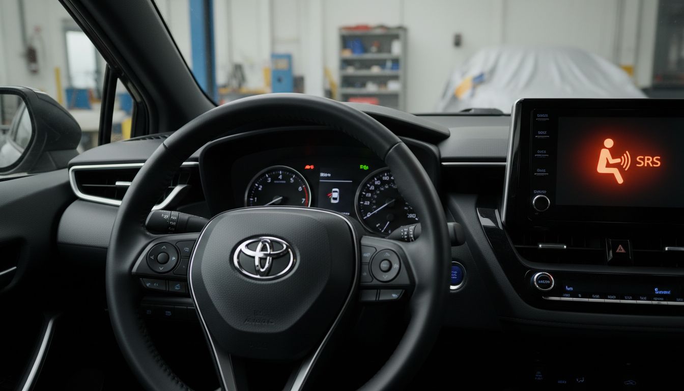 Toyota dashboard with warning