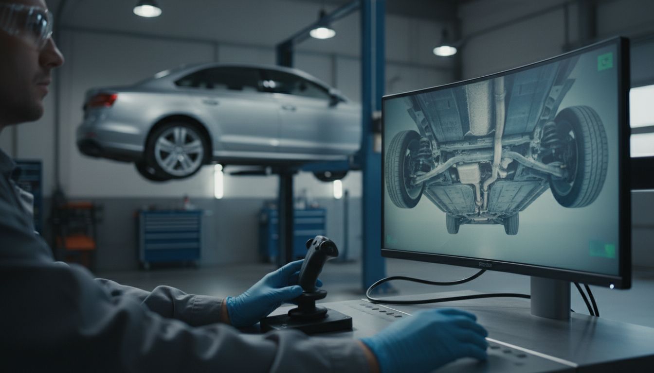 Technician reviews undercarriage image