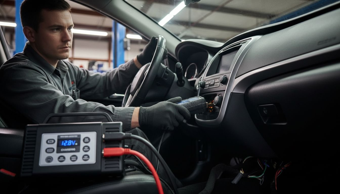 Technician using scan tool
