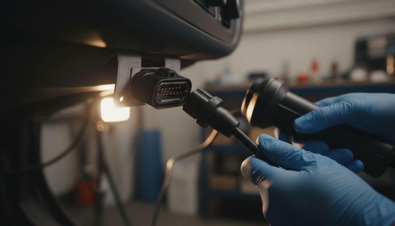 Technician connecting scan tool