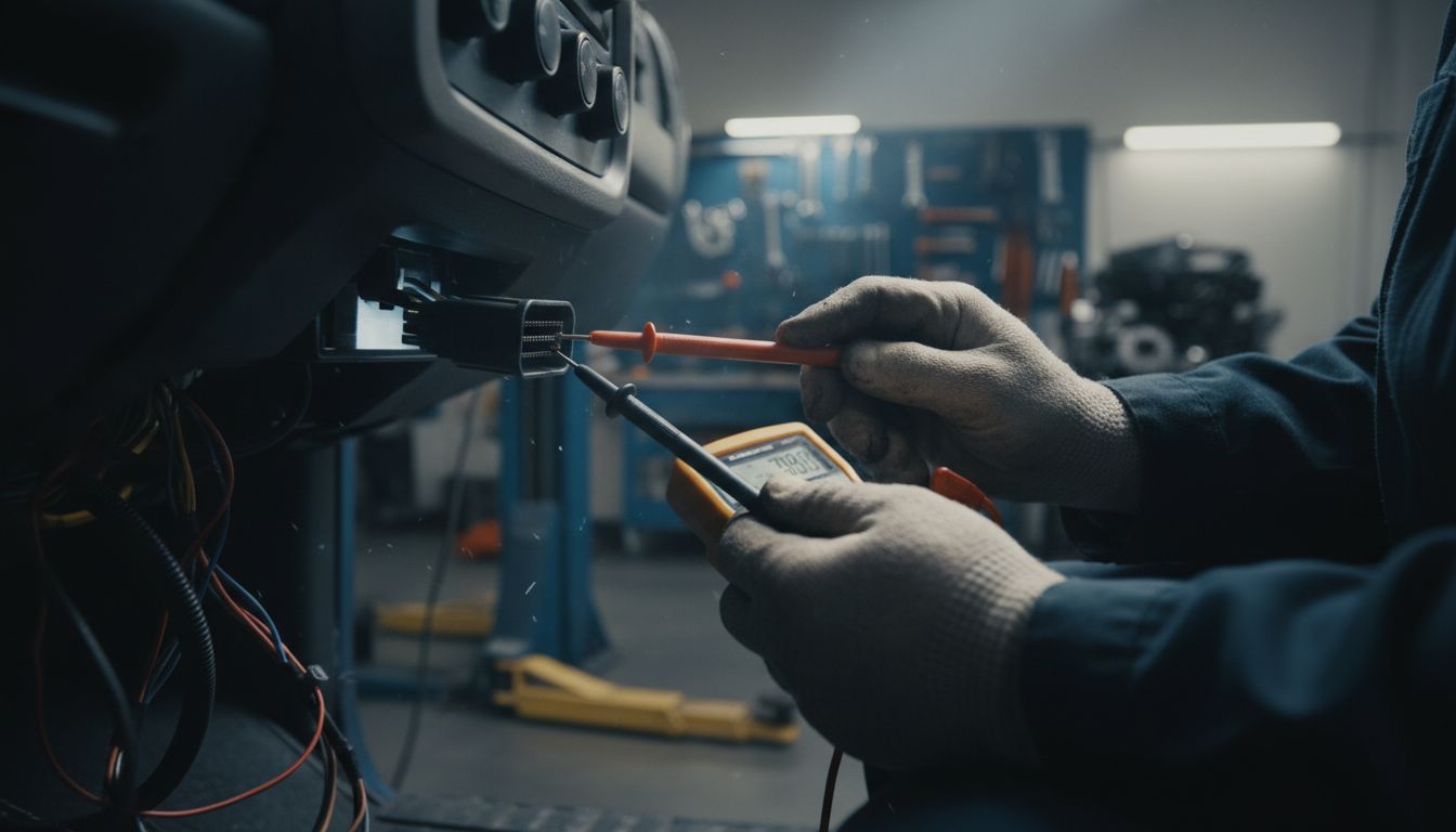 Technician testing OBD-II port