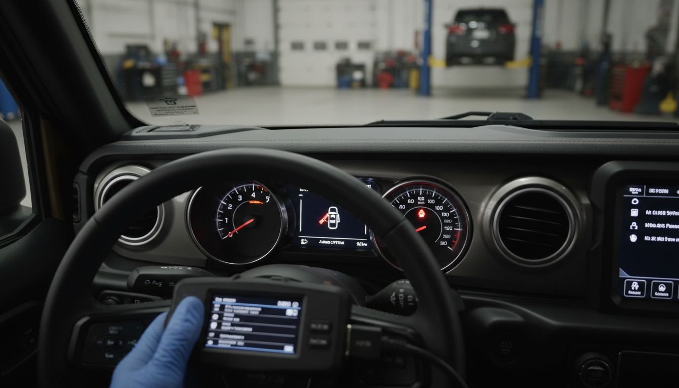 Technician scanning Jeep dashboard