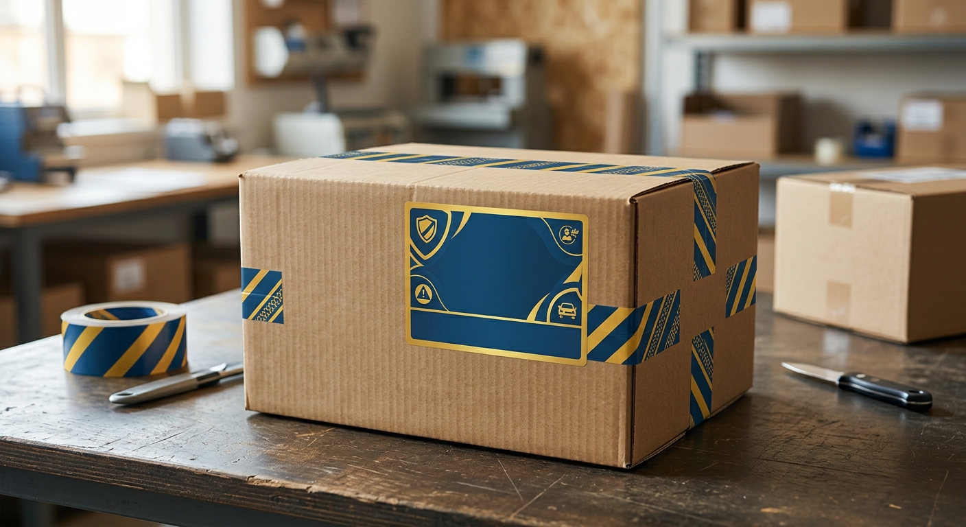 Packaged SRS airbag module ready for mail-in reset shipping.