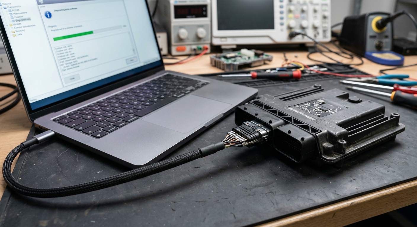 Airbag module programming with laptop