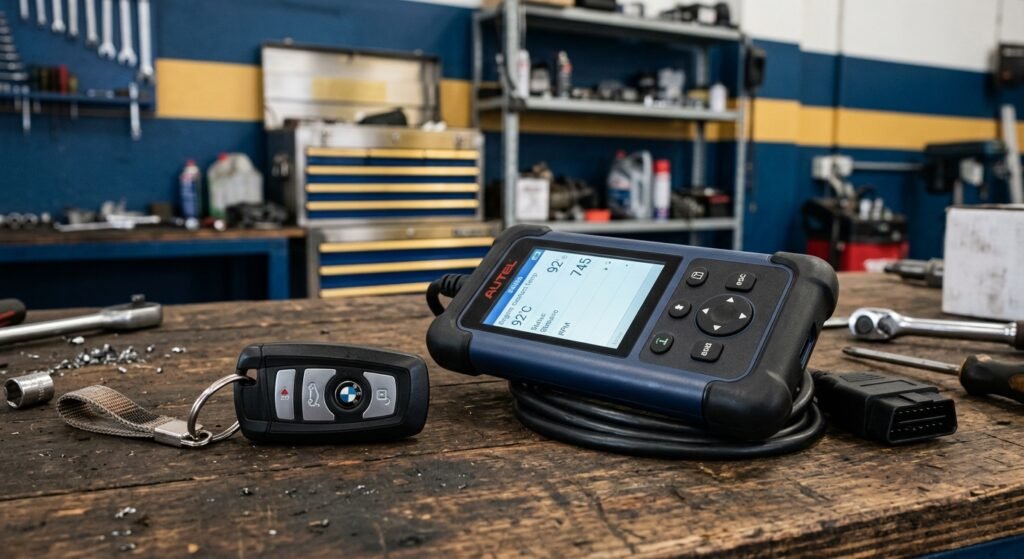 Key fob and diagnostic scan tool used for immobilizer and key programming diagnosis