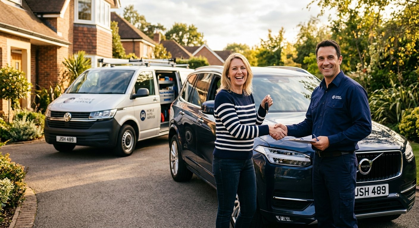 LockNCal reviews - happy customer beside their car