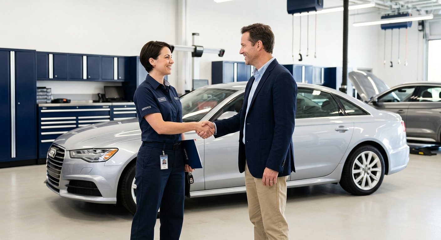 LockNCal warranty - technician shaking hands with a customer