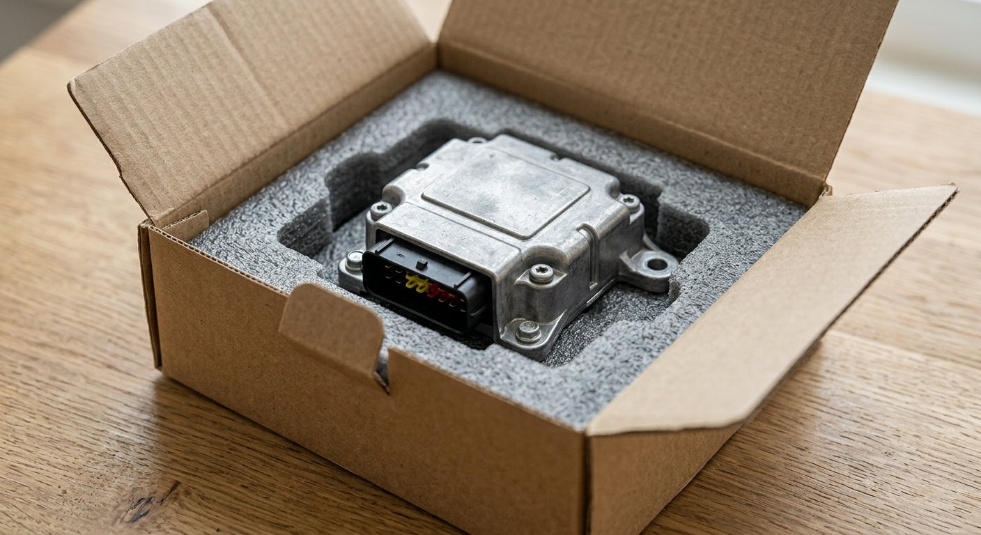 Mail-in airbag module in a shipping box