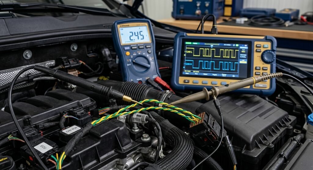 Measuring CAN bus voltages and waveforms during network diagnosis