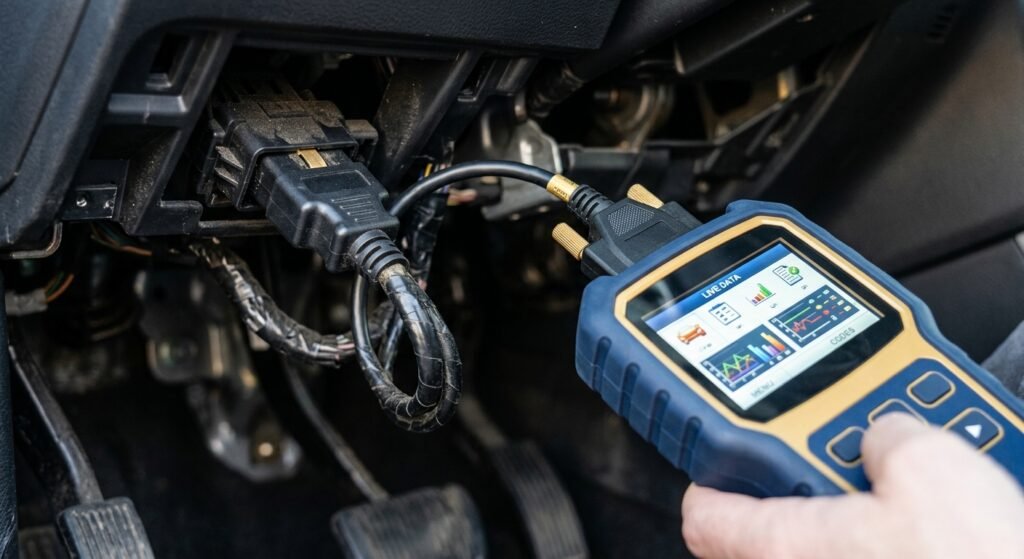 Honda U0100 Code — Expert Guide (Reliable, Critical) 2 Honda U0100 Code — Obd-Ii Scan Tool Connected To Vehicle Harness Diagnosing Network Communication Faults.